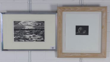 DONALD CLARK, HUSK - mezzotint, framed under glass & MONICA POOLE framed print (2)