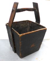 Chinese rice bucket with stylised handle, 54cm