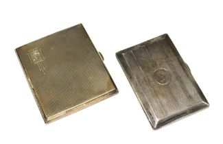 Two early 20th century silver cigarette cases, Birmingham 1919 & 1935, larger 8.5 x 7cm (2)