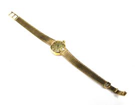 OMEGA LADYMATIC, 9ct gold wristwatch, on a 9ct gold textured strap, Birmingham 1979