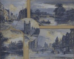 HARRY COLLS (1878 - 1902) Five watercolour views of Eton and Windsor, contained within a single