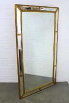 Contemporary gilt framed pier mirror with a bevelled edge rectangular plate and mirrored border