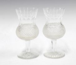 Two large thistle shaped wine glasses, star cut bases, (2) 17cm.