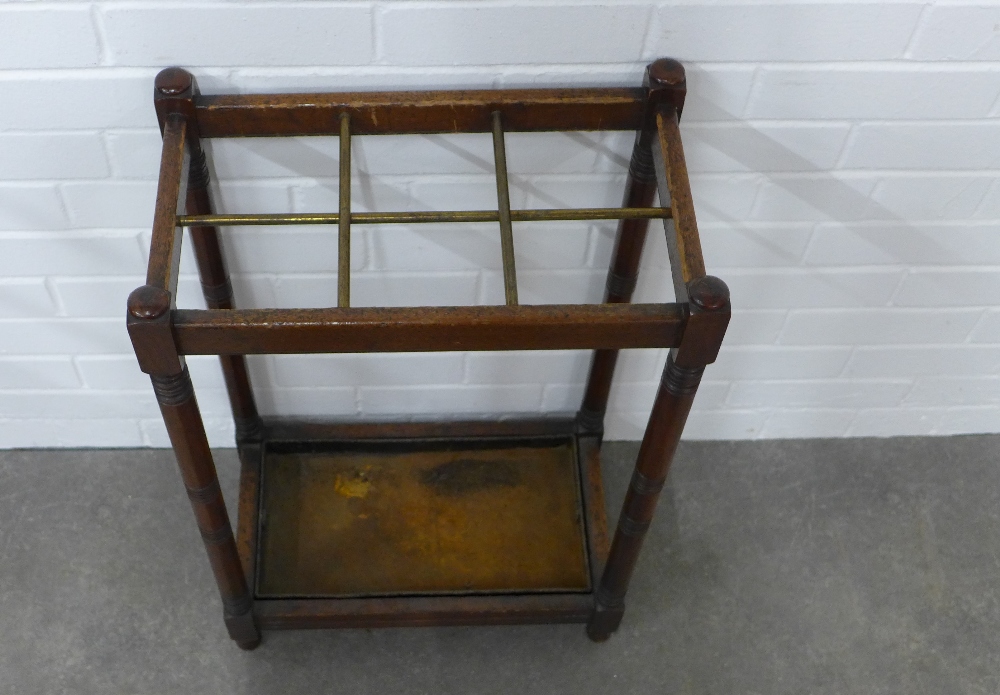 Mahogany stick stand, with six brass divisions and original metal drip tray, 45 x 71 x 26cm. - Image 3 of 3