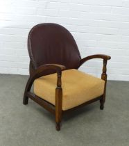 An Art deco open armchair, low proportions with cushion base, 51 x 67 x 38cm.