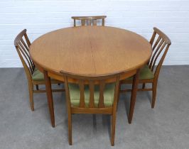 Vintage G-Plan Fresco teak dining table and set of four chairs, 122 x 77cm. (5)