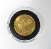 Queen Victoria gold sovereign, 1852, plastic case