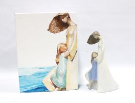 Boxed Lladro figure 'I love you, mom', missing original matching candle 31cm