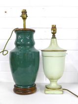 Two table lamps, one converted from a vase, (2) (a/f)