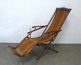 Late 19th / early 20th century simulated mahogany deck chair/lounger, 64 x 180cm.