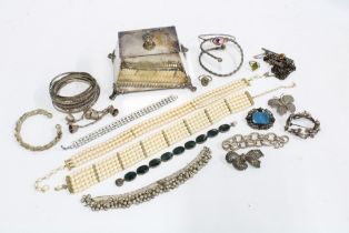 Epns casket and a collection of vintage costume jewellery (a lot)