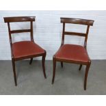 Pair of 19th century mahogany side chairs with red upholstered slip in seats, 40 x 82 x 43cm. (2)