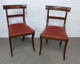 Pair of 19th century mahogany side chairs with red upholstered slip in seats, 40 x 82 x 43cm. (2)