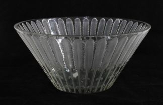 Lalique feather frosted glass bowl, signed Lalique, France, 26 x 12cm.