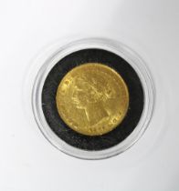 Australia, Queen Victoria 1866 Sydney Mint sovereign, plastic case