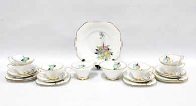 Jackson & Gosling Art Deco teaset from the Gay Range, six place setting (21) (one side plate a/f)