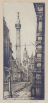 FRANK POTTER, THE MONUMENT, etching, signed and titled, framed under glass, 14 x 32