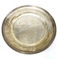 Danish silver plate of plain circular form, stamped hallmarks verso, 26cm diameter