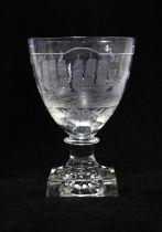 Naval Commemorative glass rummer, with engraved motto 'Capture of Gibraltar by the British fleet,