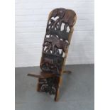 Carved African birthing chair, 32 x 87cm.