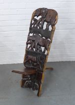 Carved African birthing chair, 32 x 87cm.