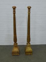 Pair of giltwood floor standing candle sconces, 21 x 132cm. (2)