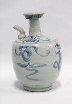Chinese provincial pottery blue and white ewer, 23cm