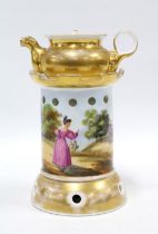 Continental porcelain veilleuse teapot on stand