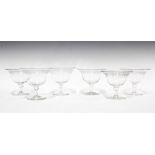 Set of six etched glass sundae dishes, (6) 11 x 9cm.