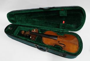 Vintage violin in case, circa 1900, 59cm