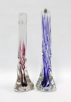 Two Strathearn twisted art glass lamp bases, taller 41cm (2)