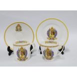 Shelley Edward VIII 1937 coronation commemorative ware, cup, saucer and side plate trio with