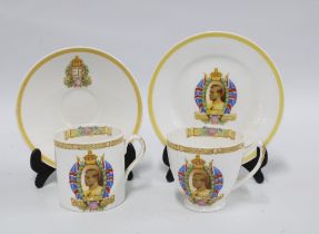 Shelley Edward VIII 1937 coronation commemorative ware, cup, saucer and side plate trio with