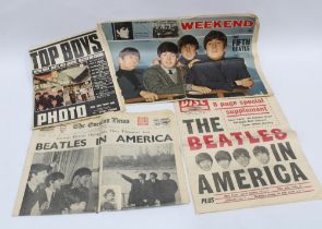 THE BEATLES , a group of 1960's music paper articles and a copy of top Boys featuring The Rolling