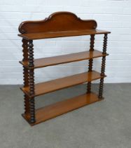 19th century mahogany four tier shelf/whatnot, bobbin uprights, 84 x 86 x 19cm.