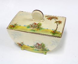 Royal Stafford Biarritz pottery box and cover, printed backstamp & Reg No.784849, 20 x 13cm.