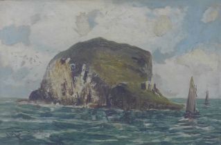 J.M DODDS, (EARLY 20TH CENTURY), BASS ROCK, oil on board, signed, framed under glass, 44 x 29cm