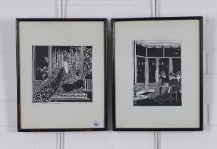 WILLIAM WALTER PEPLOE (SCOTTISH 1869 - 1933) two monochrome prints, framed under glass, 18 x 17cm (