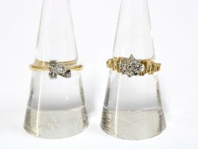 Early 20th century diamond clover ring set in 18ct gold and platinum together with a vintage diamon