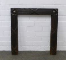 Arts & Crafts metal fire surround, small proportions, 62 x 65cm.
