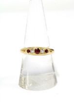 18ct gold ruby and diamond ring, inner band with full set of hallmarks