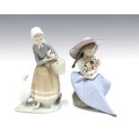 Two Lladro figures to include Fragrant Bouquet Girl Model No 5862 and another (2) 14 x 23cm.
