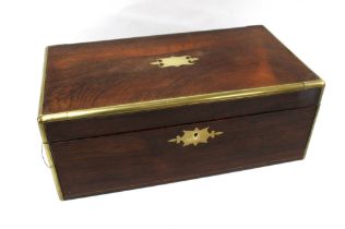 Brass bound rosewood writing slope, 50 x 19 x 27cm