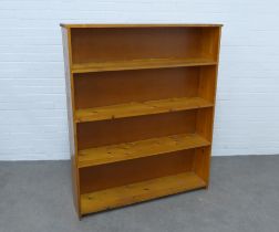 Pine open bookcase, 111 x 136 x 22cm.