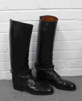 Pair of Gents black leather riding boots, by Bartley & Sons of Oxford St. London, 48cm