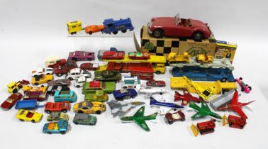 A collection of vintage diecast vehicles to include a Corgi Car Transporter (play worn condition)