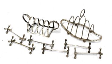 Mappin & Webb silver toast rack, London 1984 together with a Birmingham silver toast rack and a