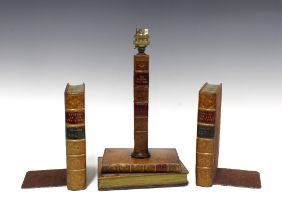 'Original Book Works' table lamp, 32cm, and pair of faux book bookends (3)