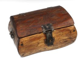 Pine box with metal fittings, 18 x 33cm