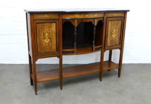Rosewood and boxwood inlaid sideboard, with a rectangular breakfront top over a central alcove